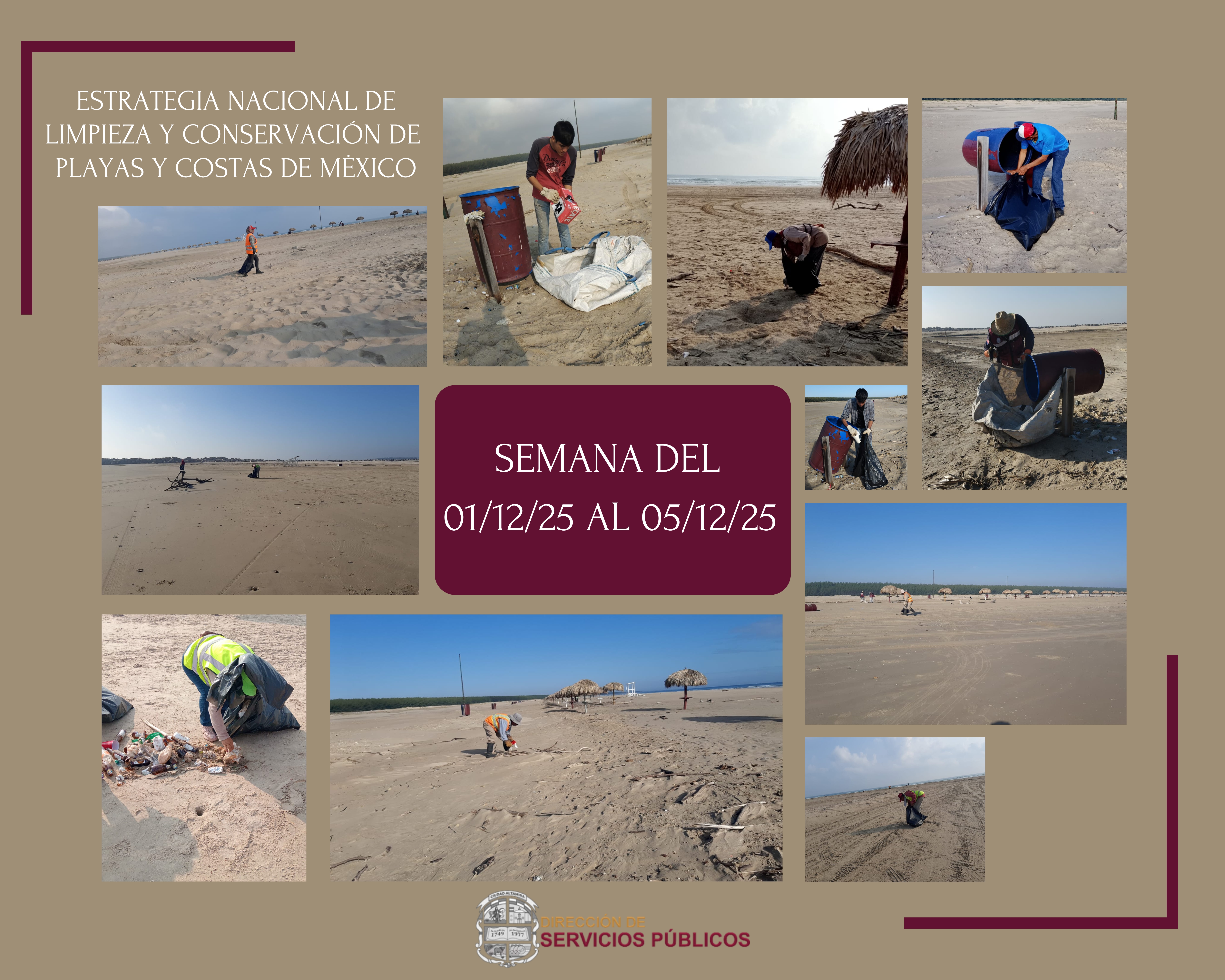 JORNADA SEMANAL DE LIMPIEZA DE PLAYA TESORO II DEL 01/12/25  AL 05/12/25