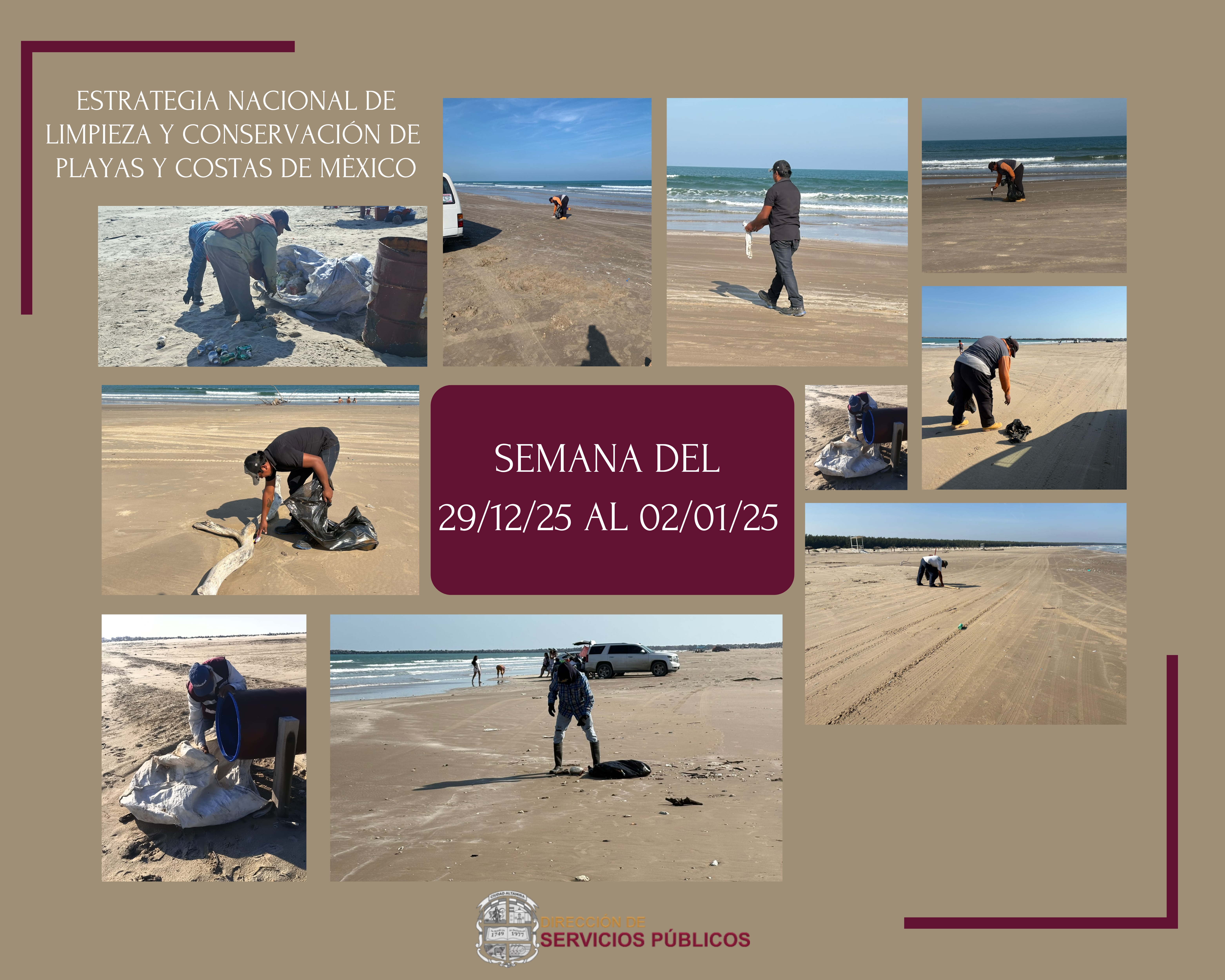 JORNADA SEMANAL DE LIMPIEZA DE PLAYA TESORO II DEL 29/12/25  AL 02/01/26
