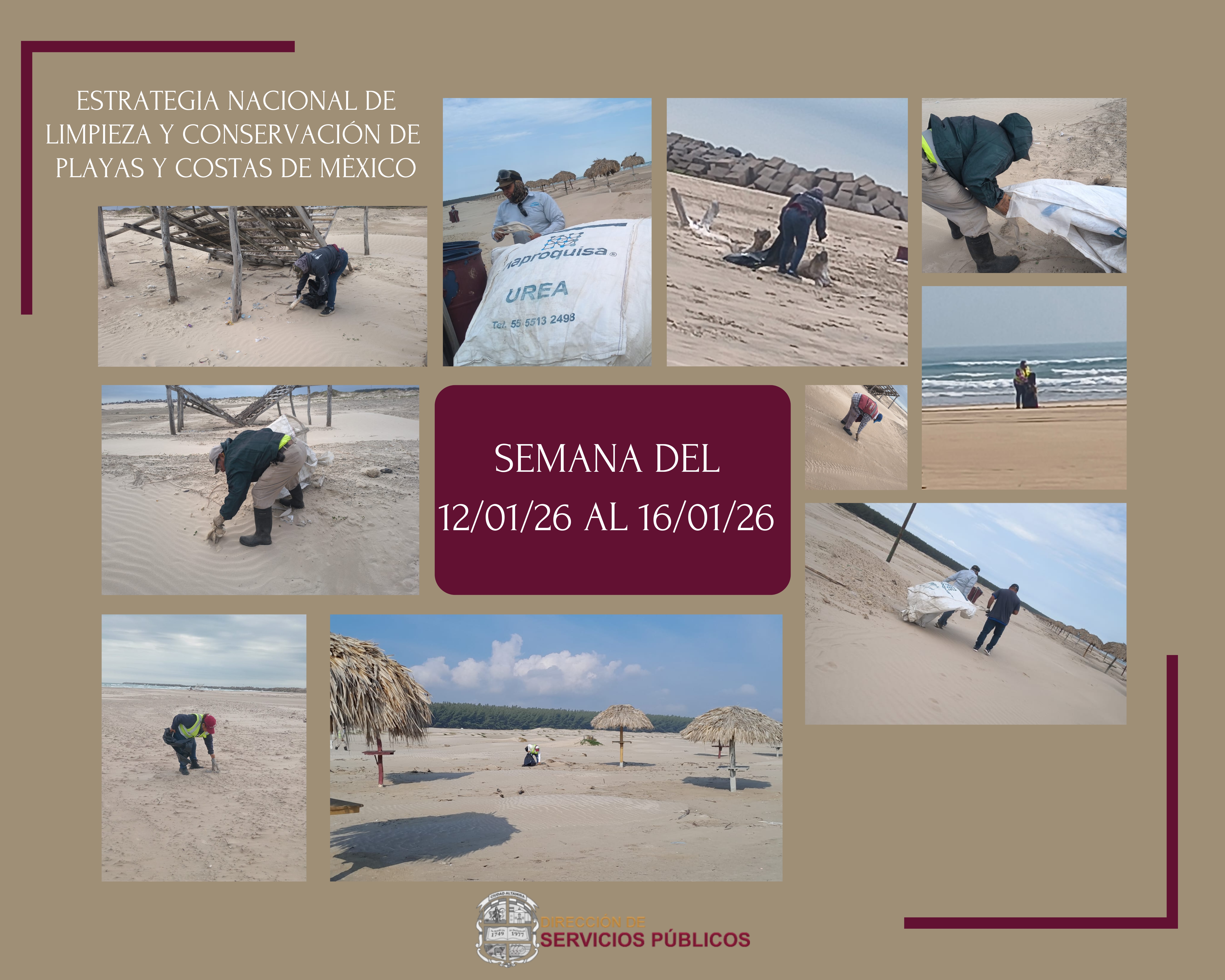 JORNADA SEMANAL DE LIMPIEZA DE PLAYA TESORO II DEL 12/01/26  AL 16/01/26