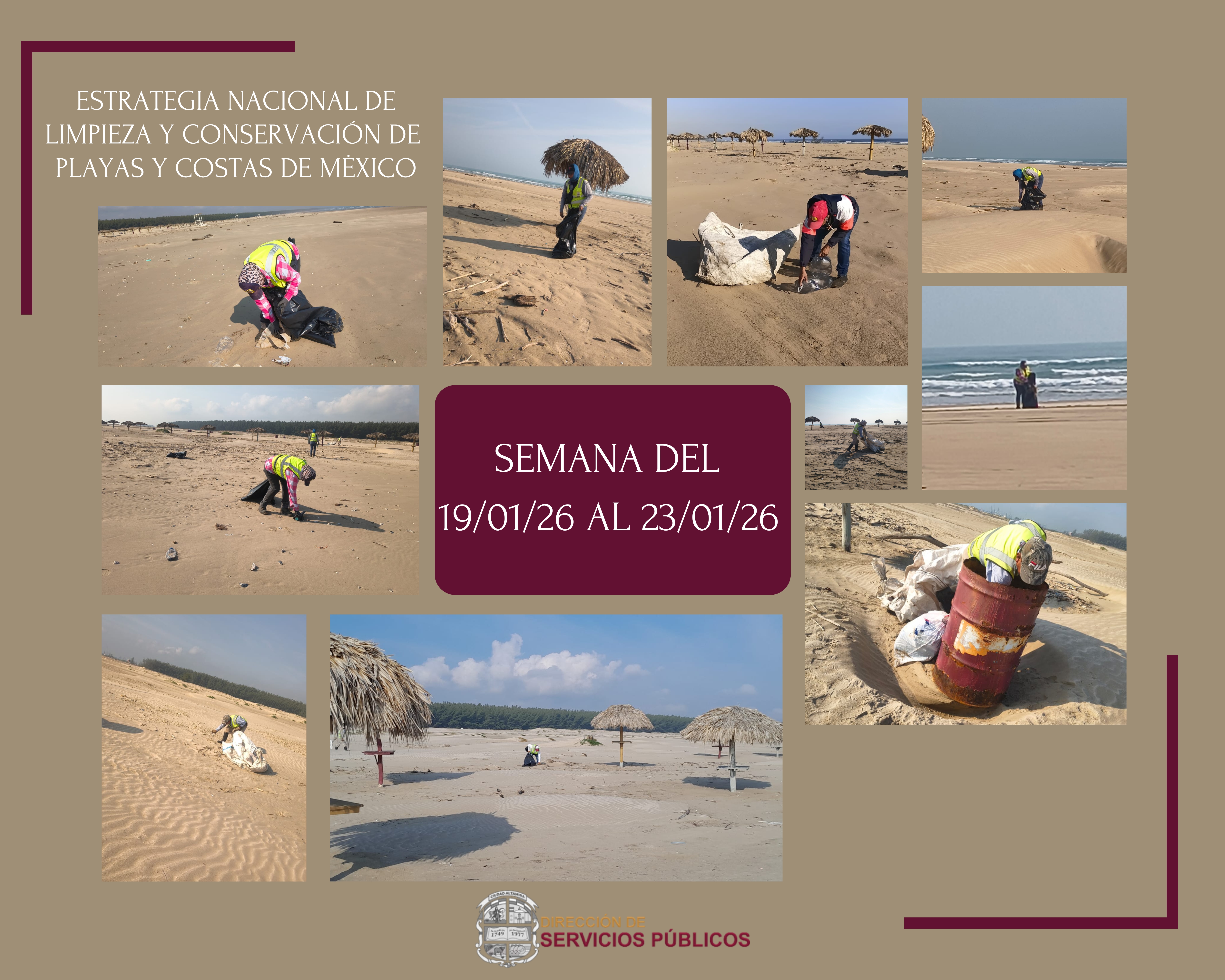 JORNADA SEMANAL DE LIMPIEZA DE PLAYA TESORO II DEL 19/01/26  AL 23/01/26