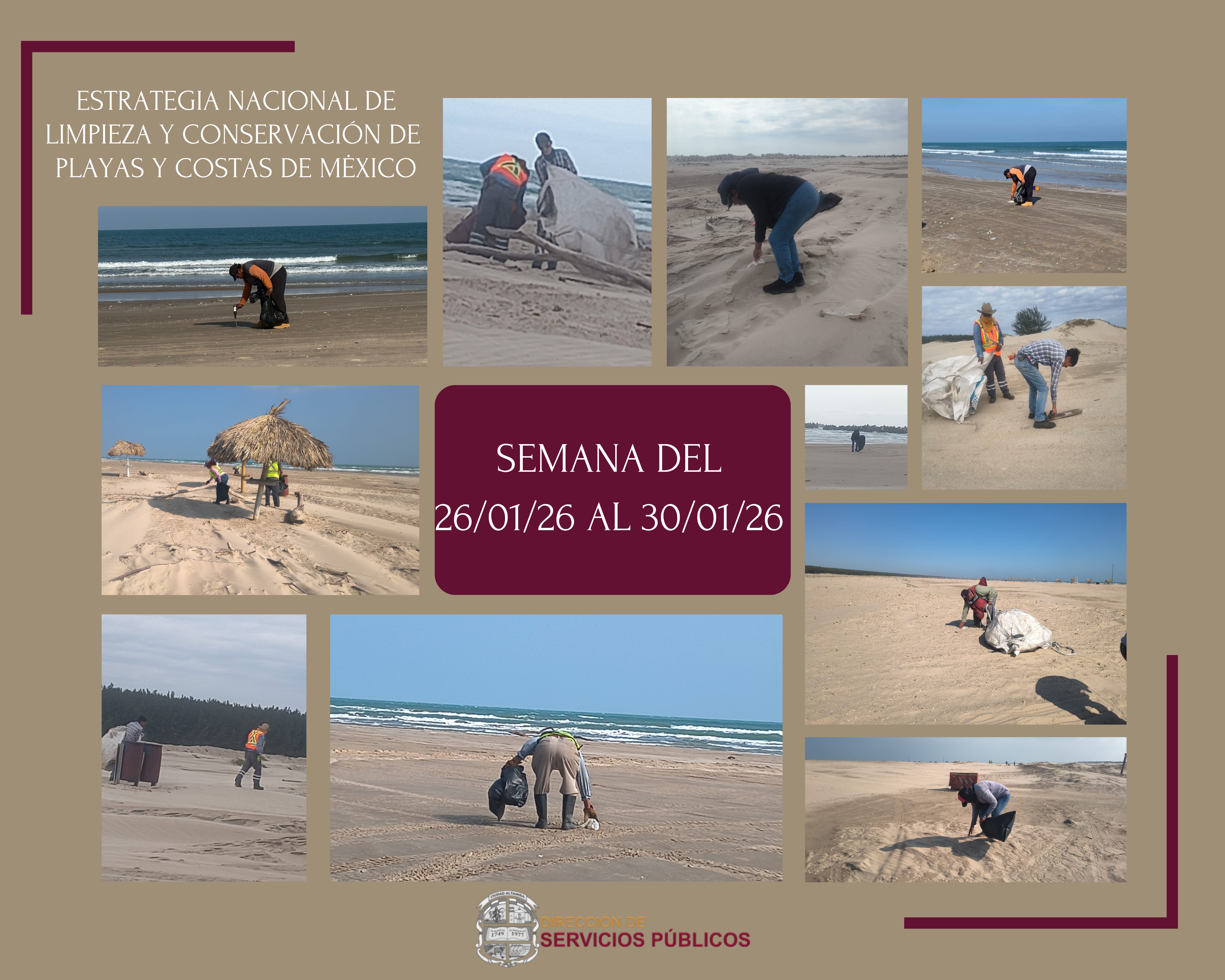 JORNADA SEMANAL DE LIMPIEZA DE PLAYA TESORO II DEL 26/01/26  AL 30/01/26