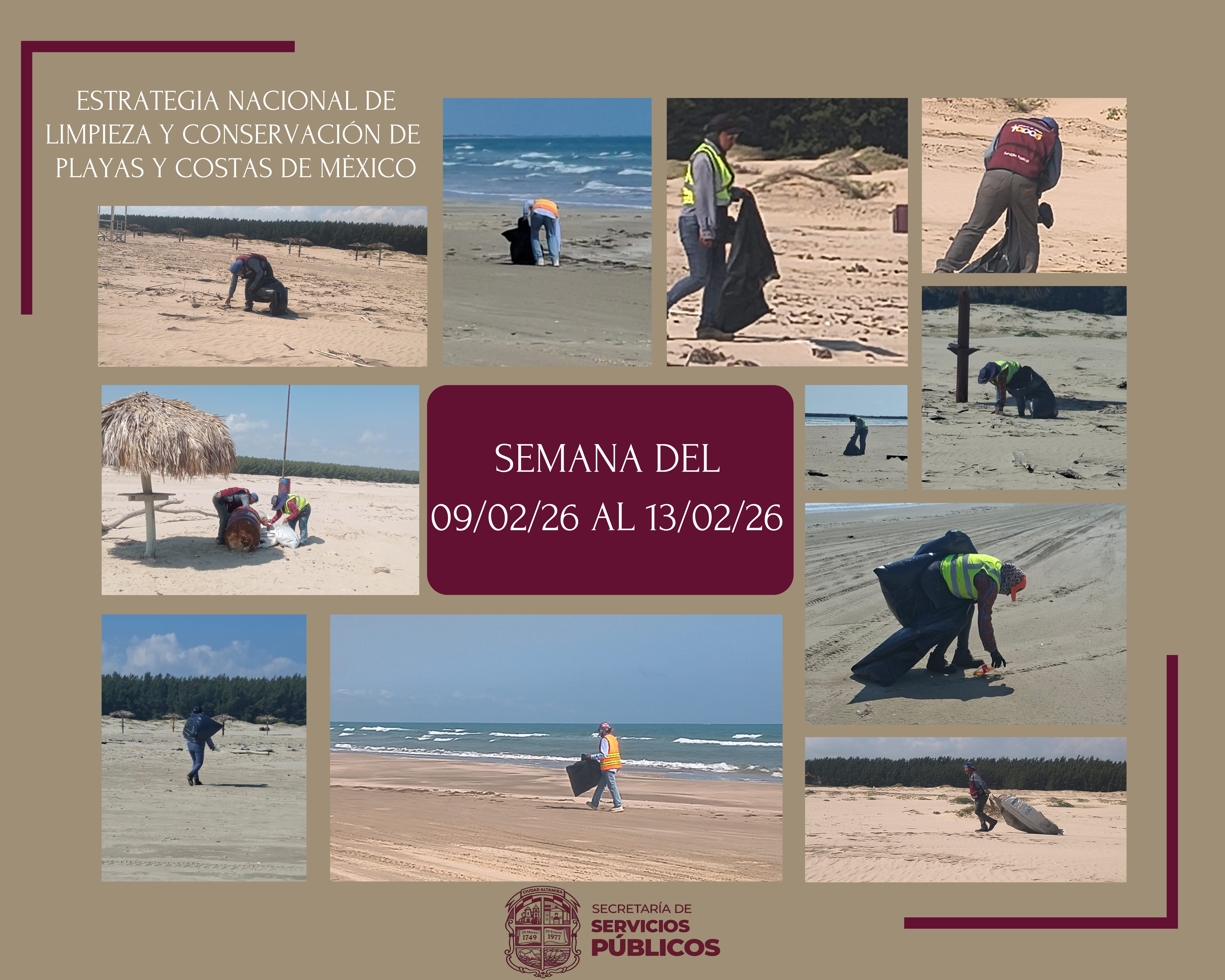 JORNADA SEMANAL DE LIMPIEZA DE PLAYA TESORO II DEL 09/02/26  AL 13/02/26