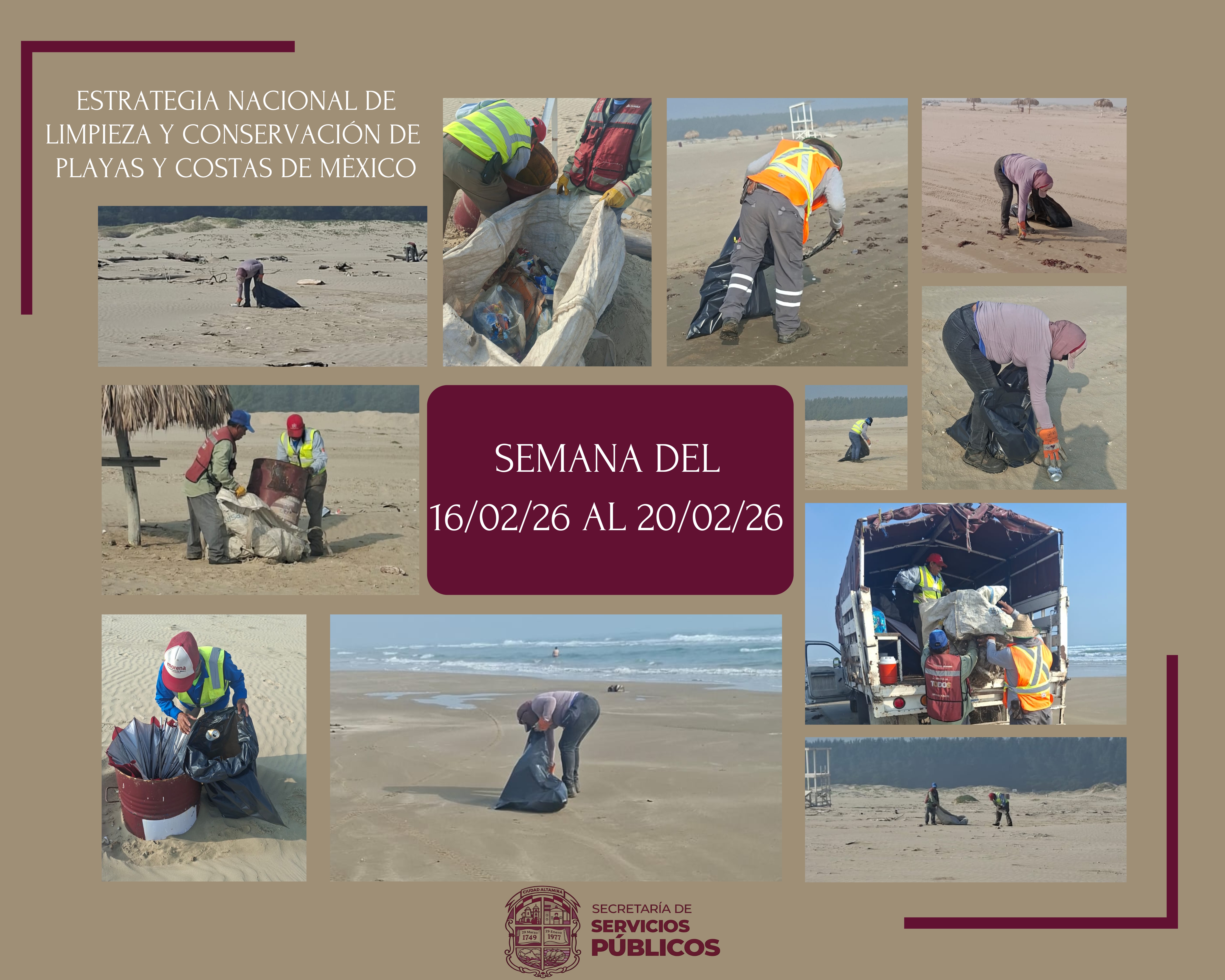 JORNADA SEMANAL DE LIMPIEZA DE PLAYA TESORO II DEL 16/02/26  AL 20/02/26