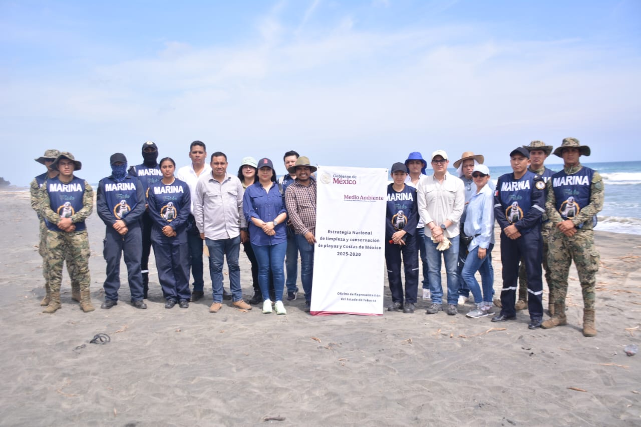“1ra Jornada de Limpieza y Conservación de Playas y Costas, en la Playa Las Flores; Ranchería la Unión, municipio de Paraíso, Tabasco.