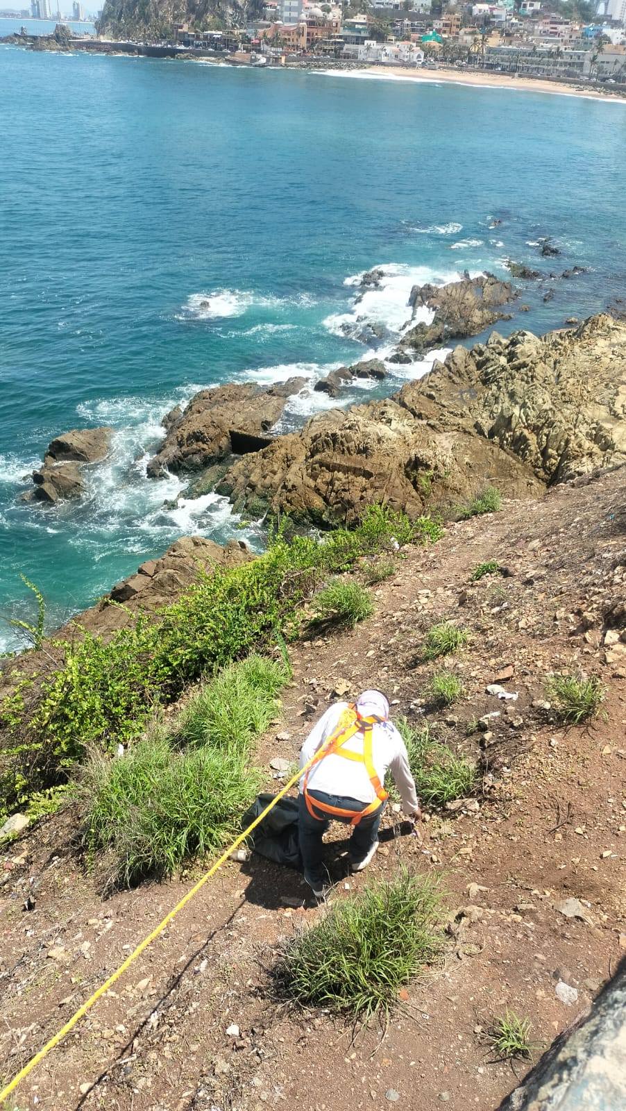 (OAP) Gobierno de Mazatlán, actividad de limpieza de playa Acantilado Olas Altas, zona paseo Claussen y paseo del Centenario